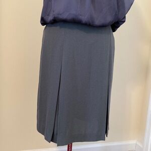 Gray Knee-Length Pleated A-Line Skirt for Work or dressy occasion